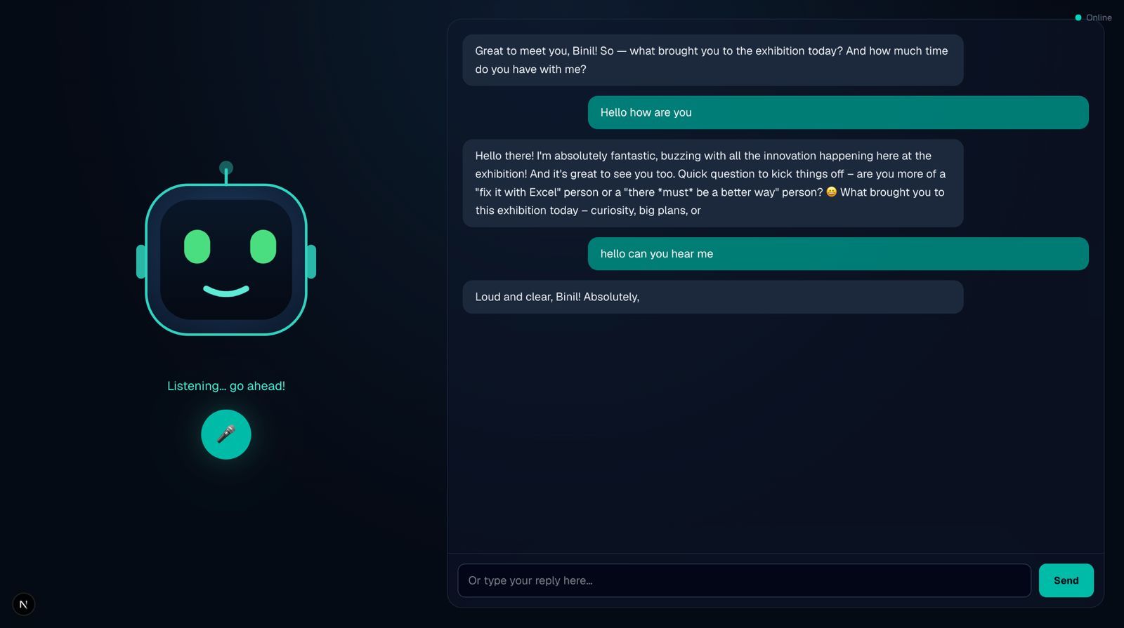 BhootAgent listening and answering in a live voice conversation